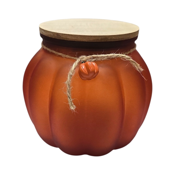 Other - Orange Pumpkin Glass Jar with Lid